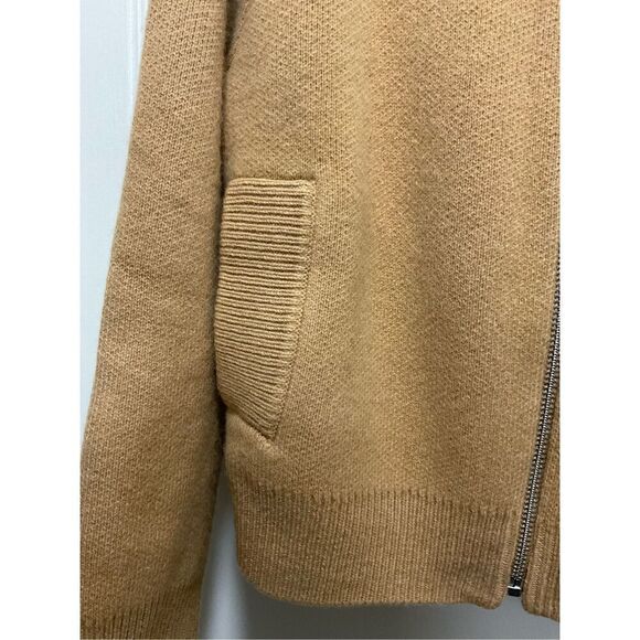 Wool Zara Camel Colored Wool Varsity Style Zipped Cardigan (Size S) - Picture 3 of 4